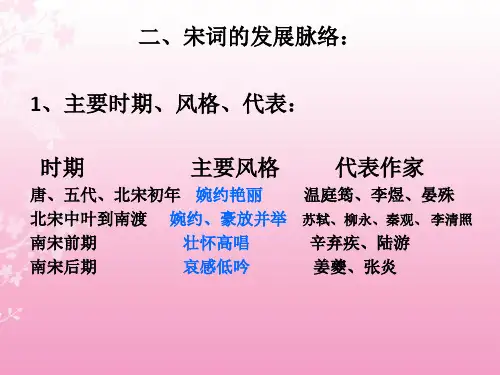 宋词的发展脉络：