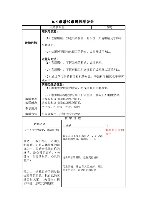 北师大新课标初中物理八年级下册《第六章 常见的光学仪器 四、眼睛和眼镜》_0