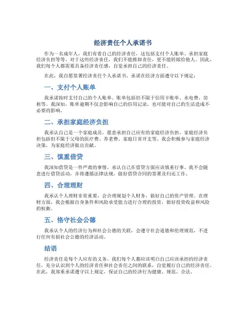 经济责任个人承诺书