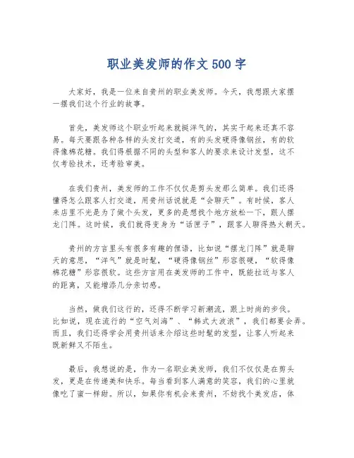 职业美发师的作文500字