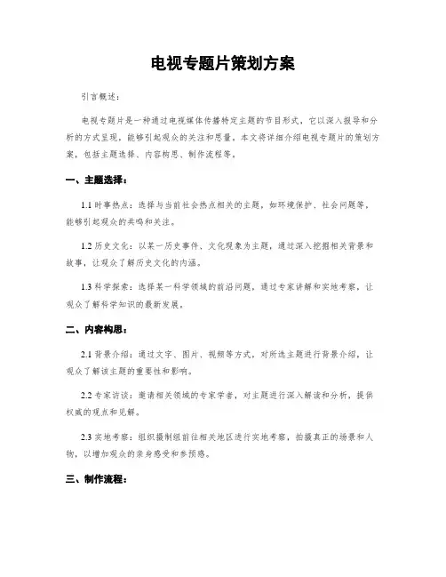 电视专题片策划方案