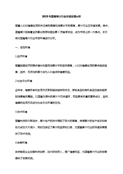 2023年蓝莓果汁行业市场环境分析