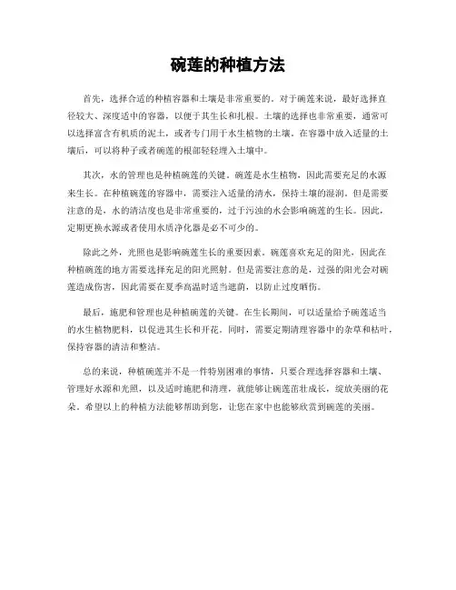 碗莲的种植方法