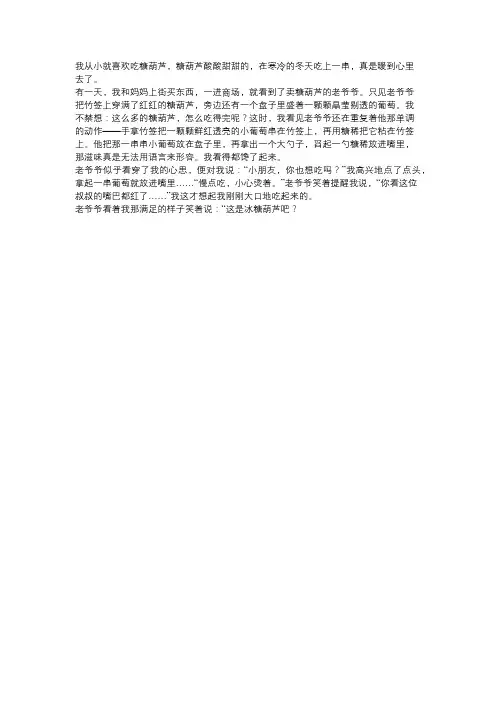卖糖葫芦的老爷爷四年级下册写的作文