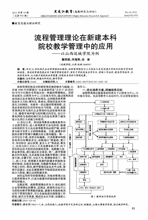 流程管理理论在新建本科院校教学管理中的应用——以山西运城学院为例
