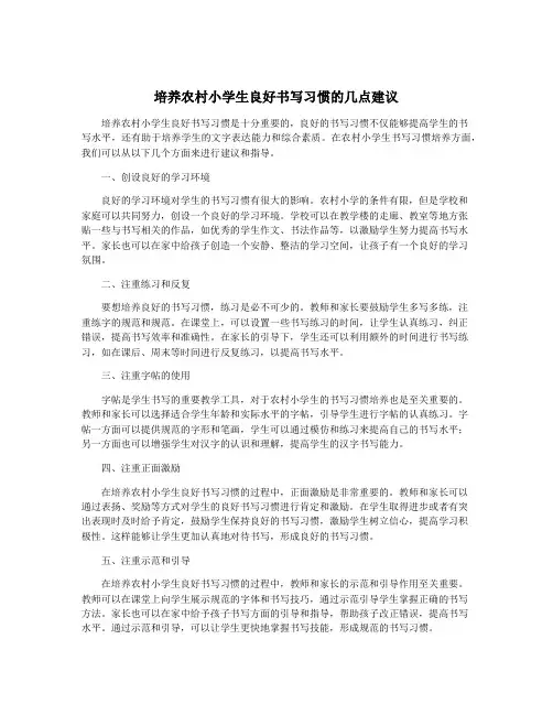 培养农村小学生良好书写习惯的几点建议