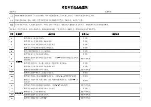 消防专项安全检查表