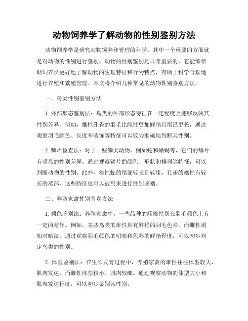 动物饲养学了解动物的性别鉴别方法