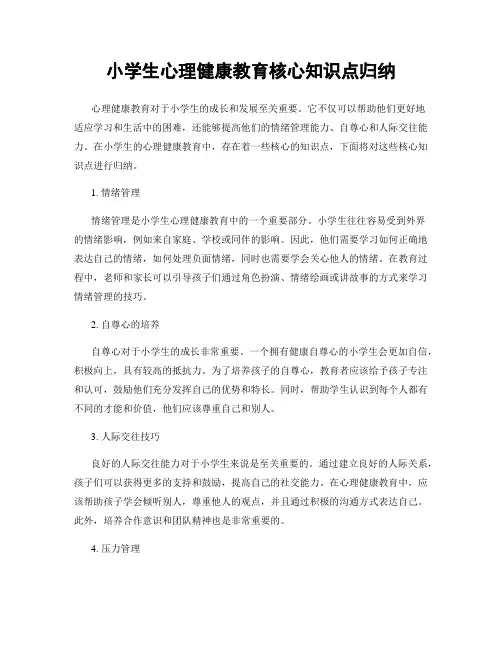 小学生心理健康教育核心知识点归纳