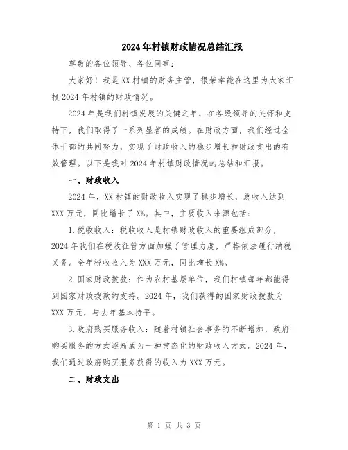 2024年村镇财政情况总结汇报