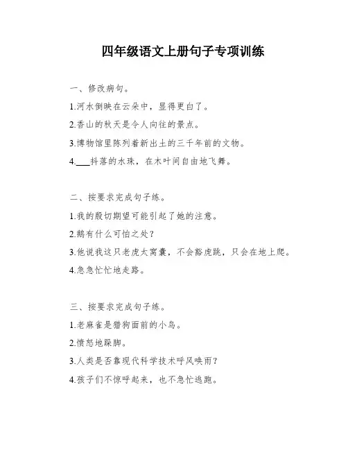 四年级语文上册句子专项训练