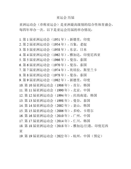 亚运会 历届