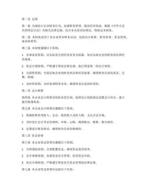 小会计准则财务制度范本