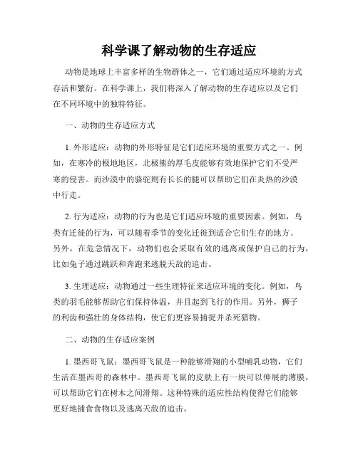 科学课了解动物的生存适应