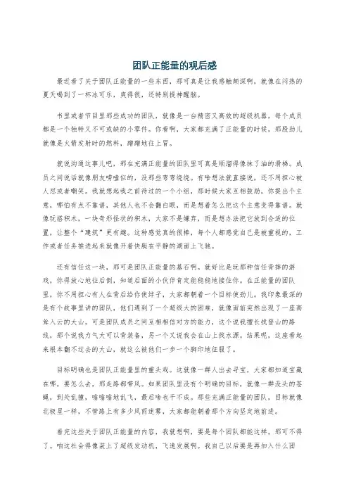 团队正能量的观后感