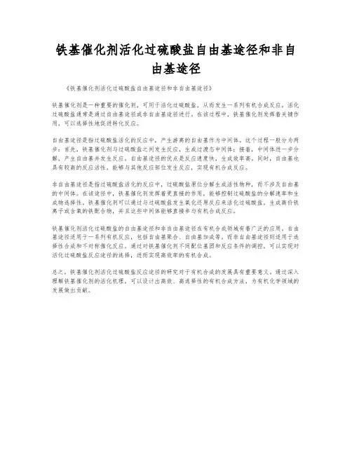 铁基催化剂活化过硫酸盐自由基途径和非自由基途径
