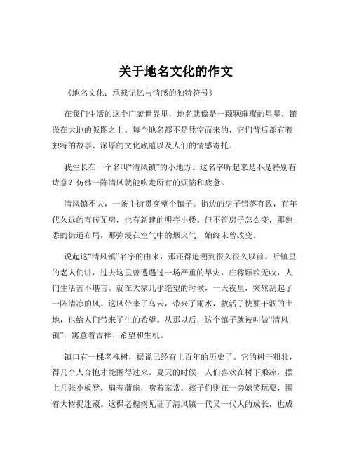 关于地名文化的作文