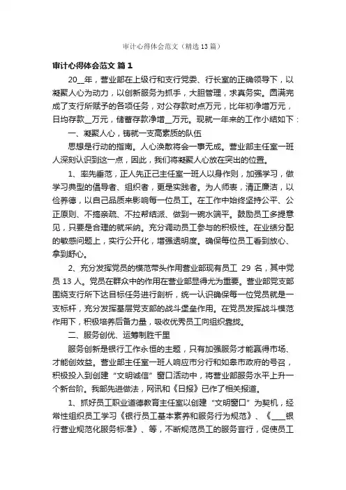 审计心得体会范文（精选13篇）