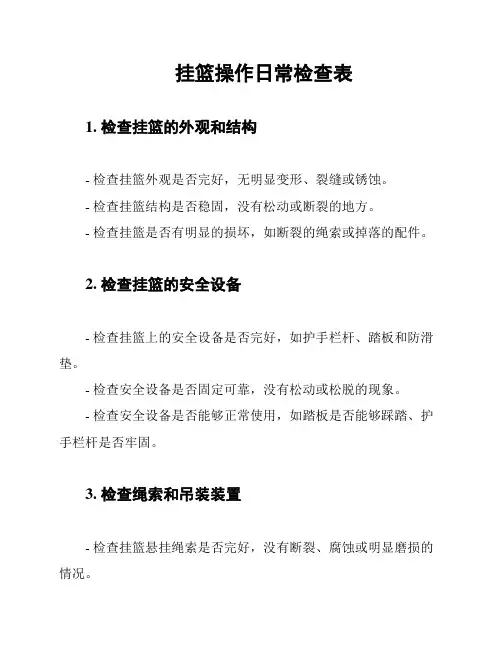 挂篮操作日常检查表