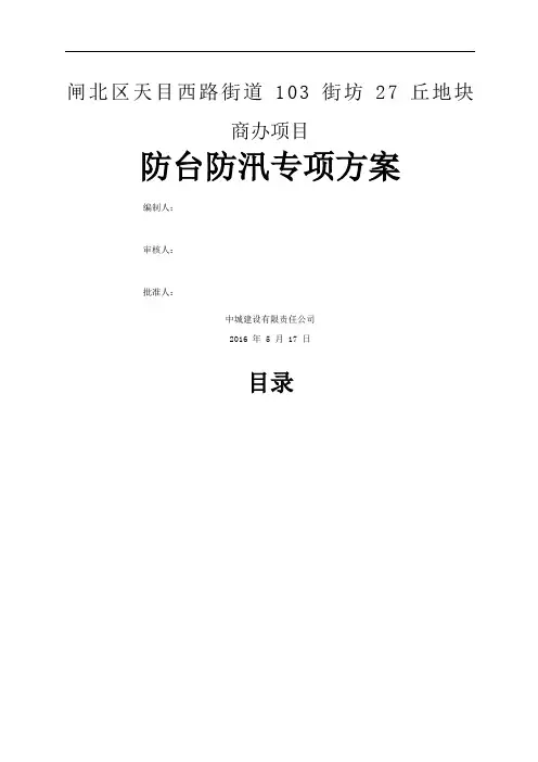 防台防汛专项方案