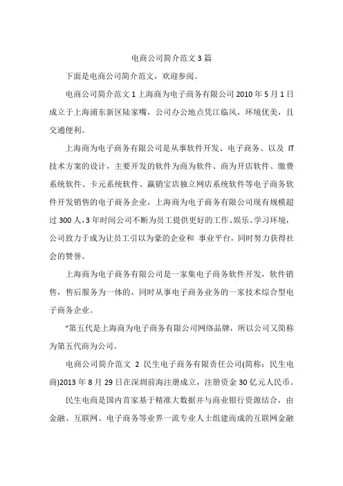 电商公司简介范文3篇