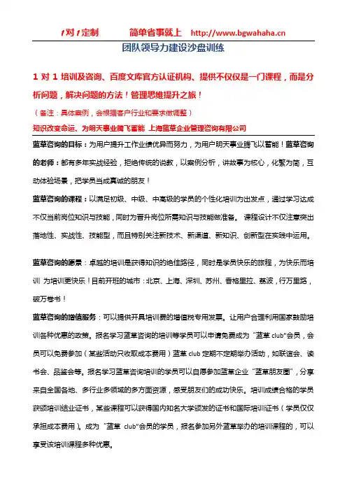 《领导力建设沙盘训练》