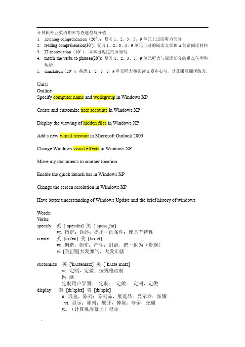 计算机专业英语词汇与翻译复习题(已完成)