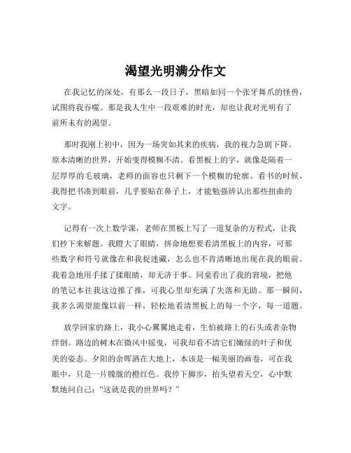 渴望光明满分作文