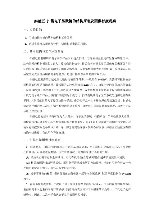 实验五 扫描电子显微镜的结构原理及图像衬度观察
