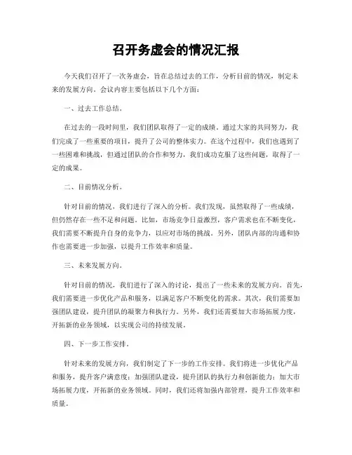 召开务虚会的情况汇报