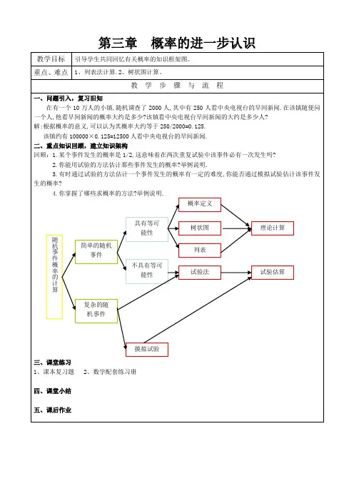 九年级数学上册-北师大版九年级上册数学      第三章复习教案1(2)