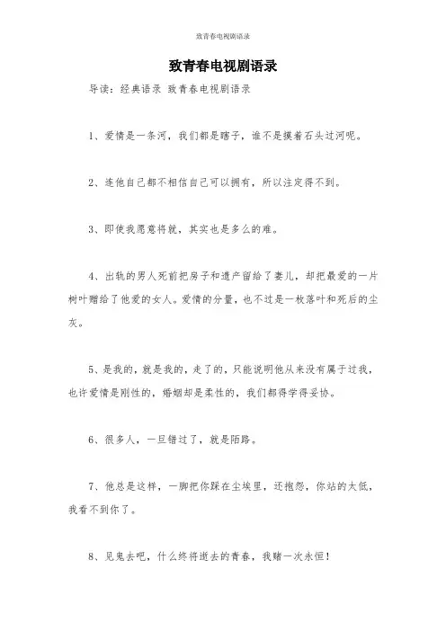 致青春电视剧语录