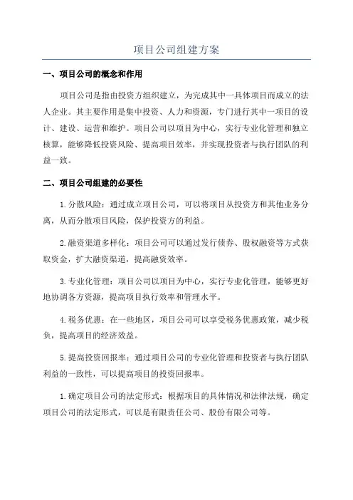 项目公司组建方案