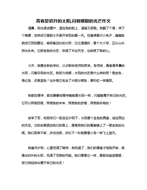青春是初升的太阳,闪着耀眼的光芒作文