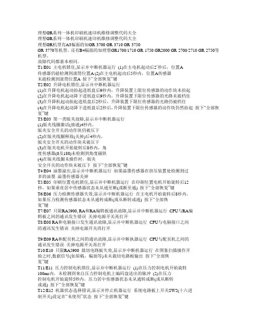 理想GR系列一体机印刷机速印机维修调整代码大全