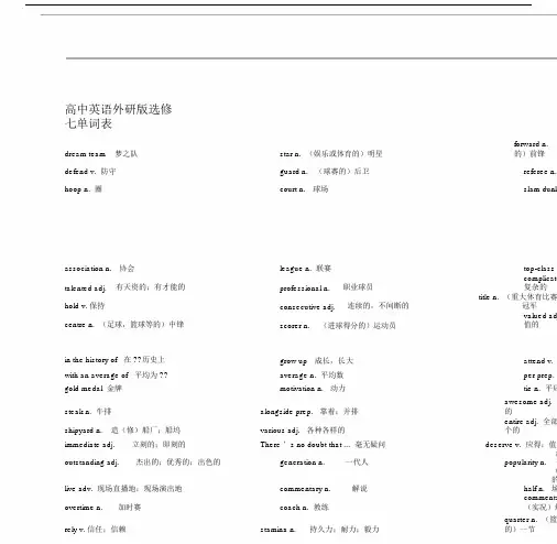 高中英语外研版选修七单词表(打印整理版).docx