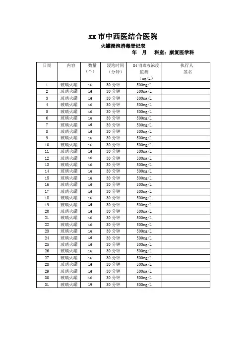 火罐浸泡消毒登记表