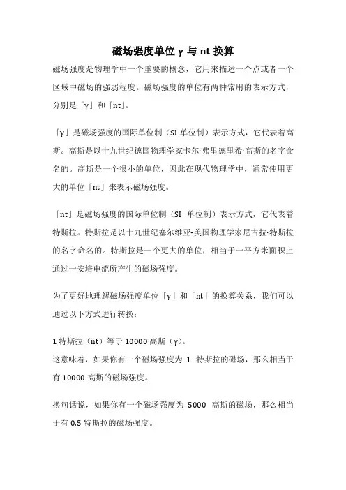 磁场强度单位γ与nt换算