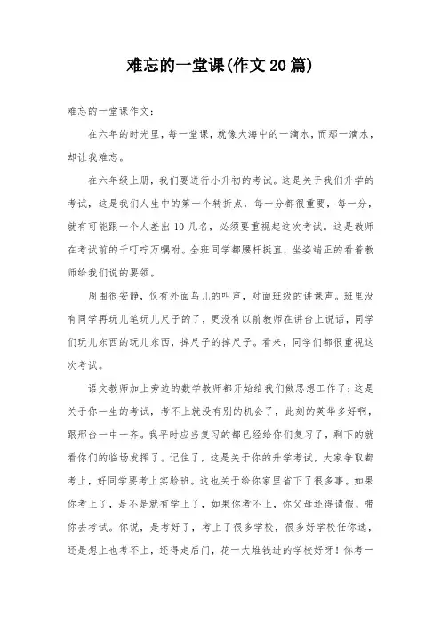 难忘的一堂课(作文20篇)