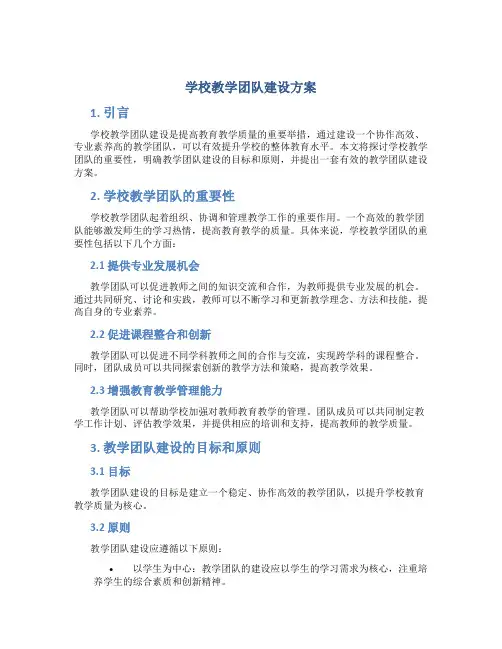 学校教学团队建设方案
