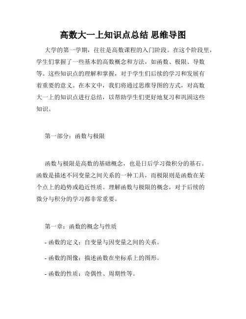 高数大一上知识点总结 思维导图
