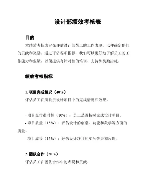 设计部绩效考核表