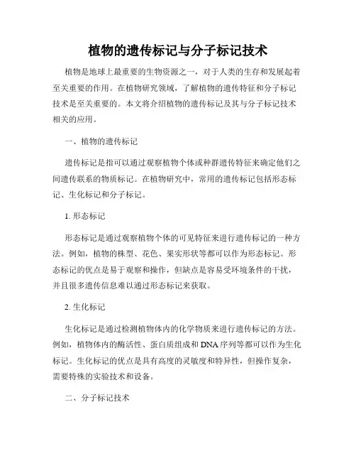 植物的遗传标记与分子标记技术