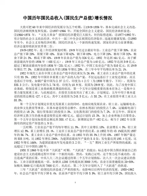 中国历年国民总收入分析及相关数据