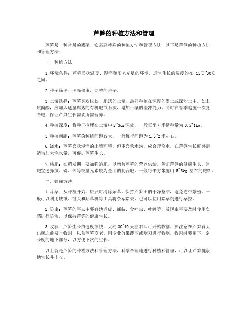 芦笋的种植方法和管理