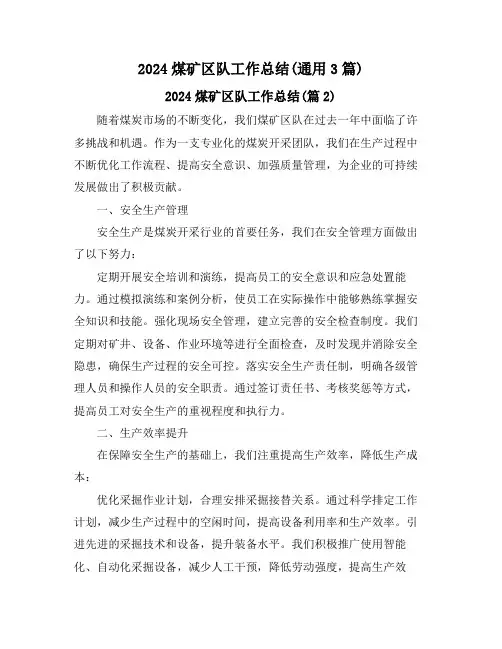 2024煤矿区队工作总结(通用3篇)