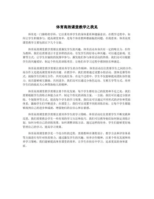 体育高效课堂教学之我见