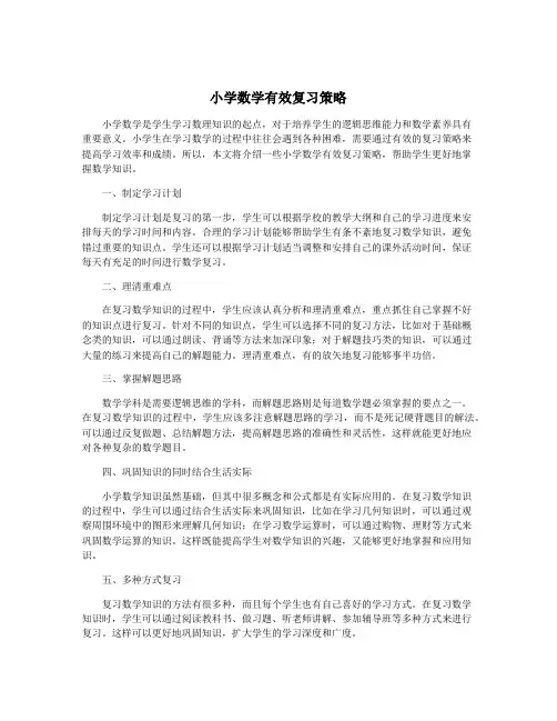 小学数学有效复习策略