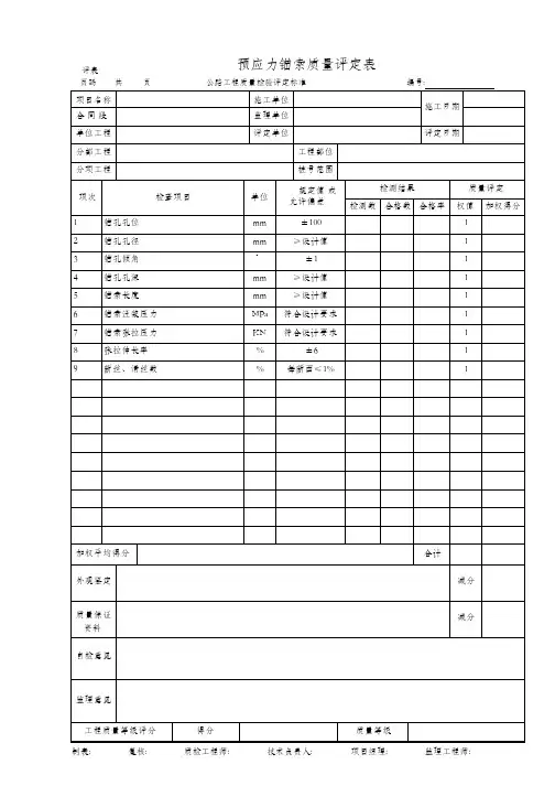 预应力锚索质量评定表