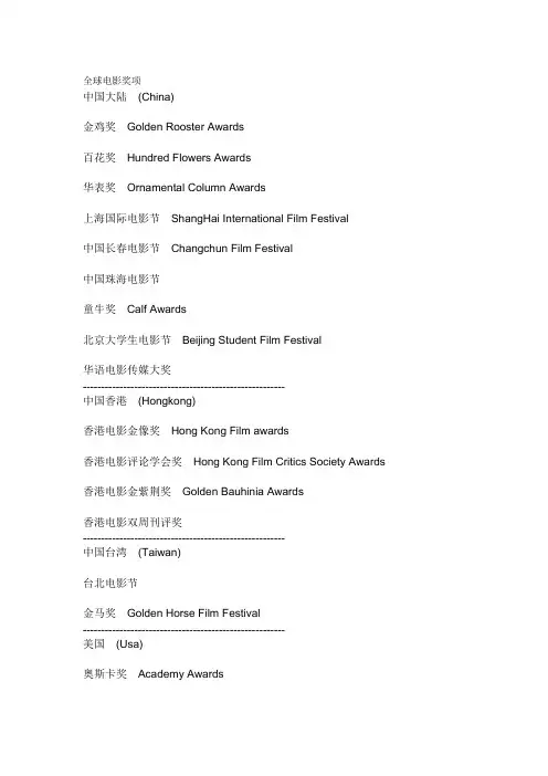 电影奖项英文表达---精品资料